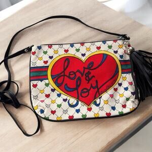 NWOT Brighton Canvas Love & joy Heart Crossbody Bag Purse Wristlet Canvas
